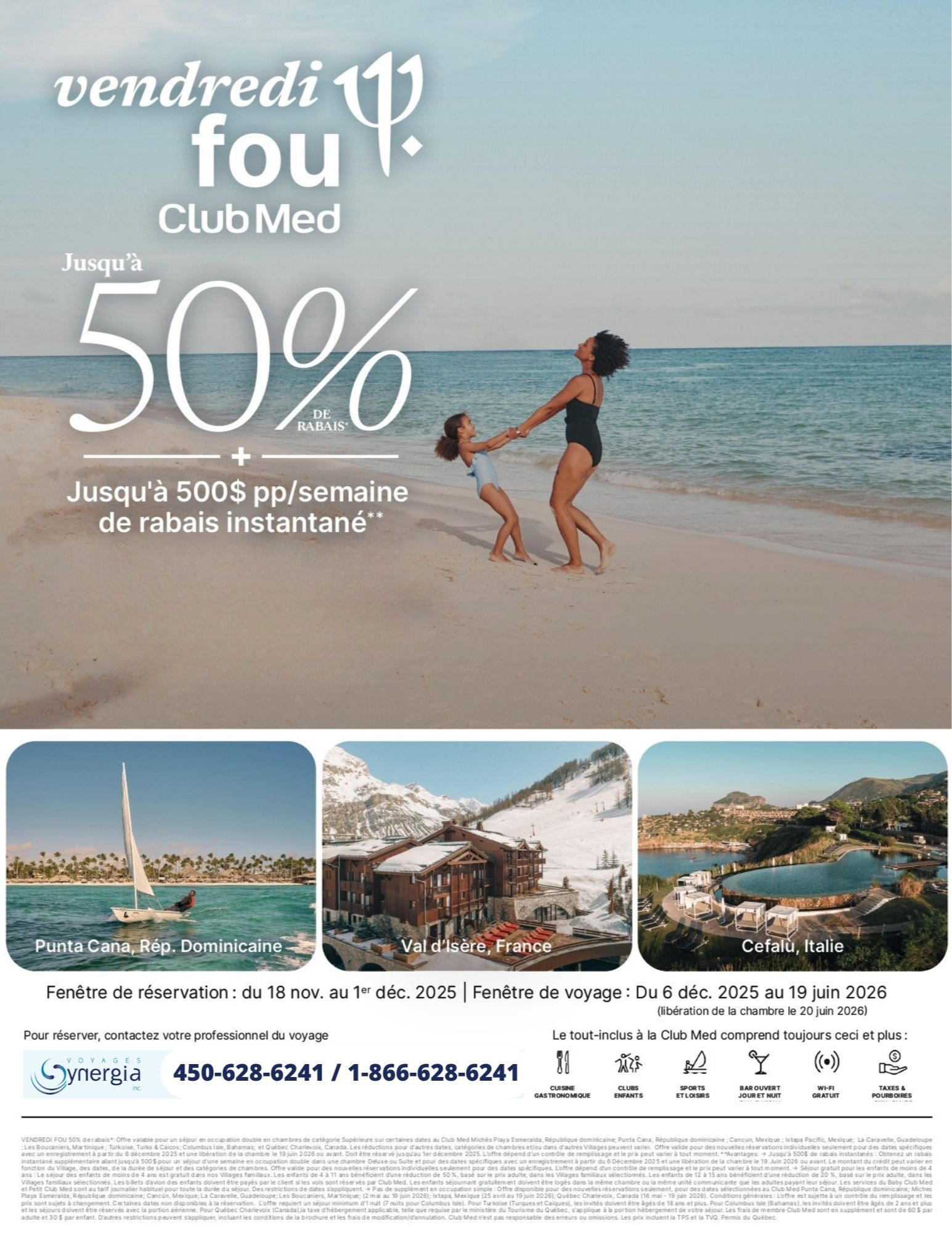 Promotions Club Med Pré-Vente Vendredi Fou 50% de rabais avec Voyages Aqua Terra undefined