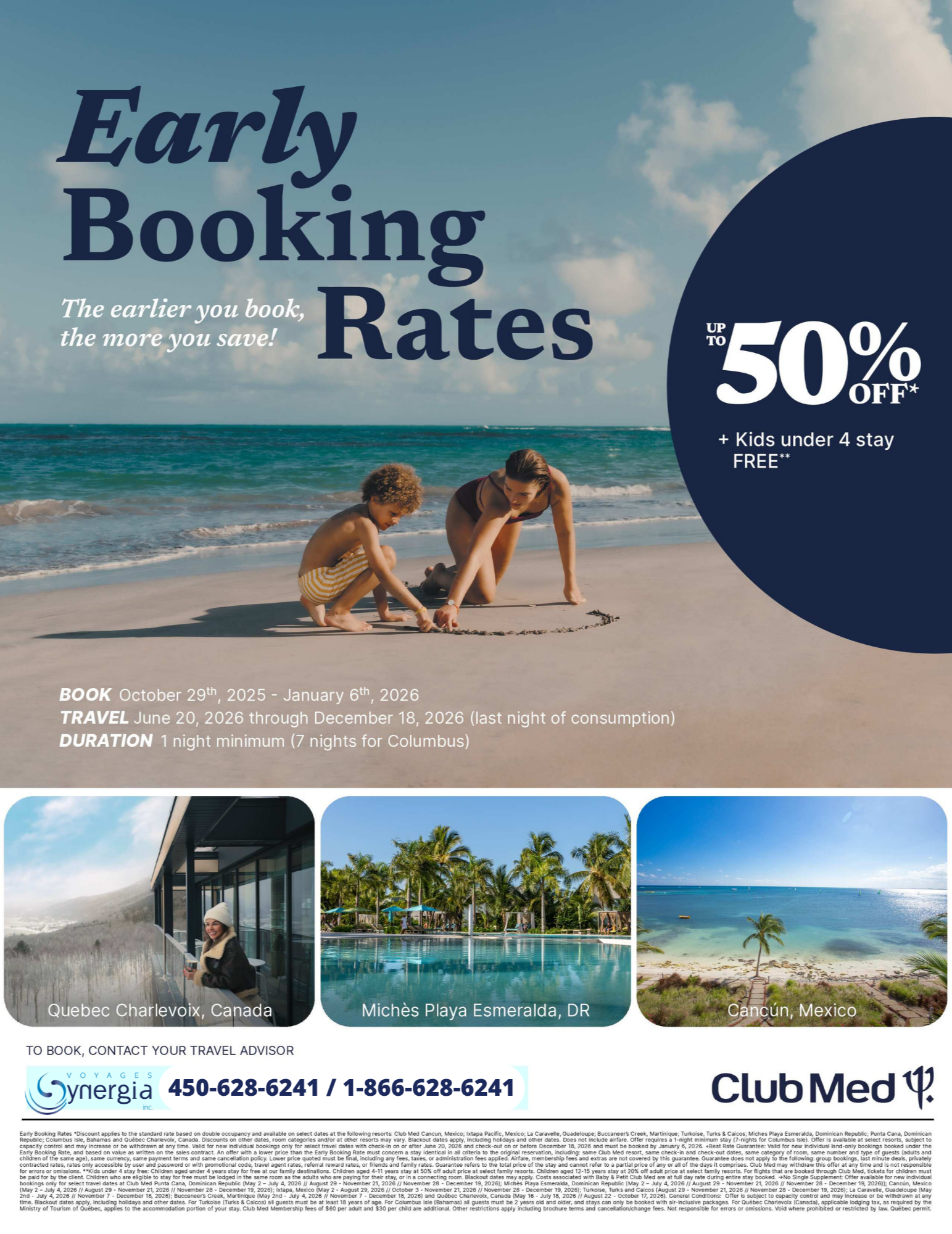 Club Med Promotions Early Booking Rates Up to 50% off with Aqua Terra Travel