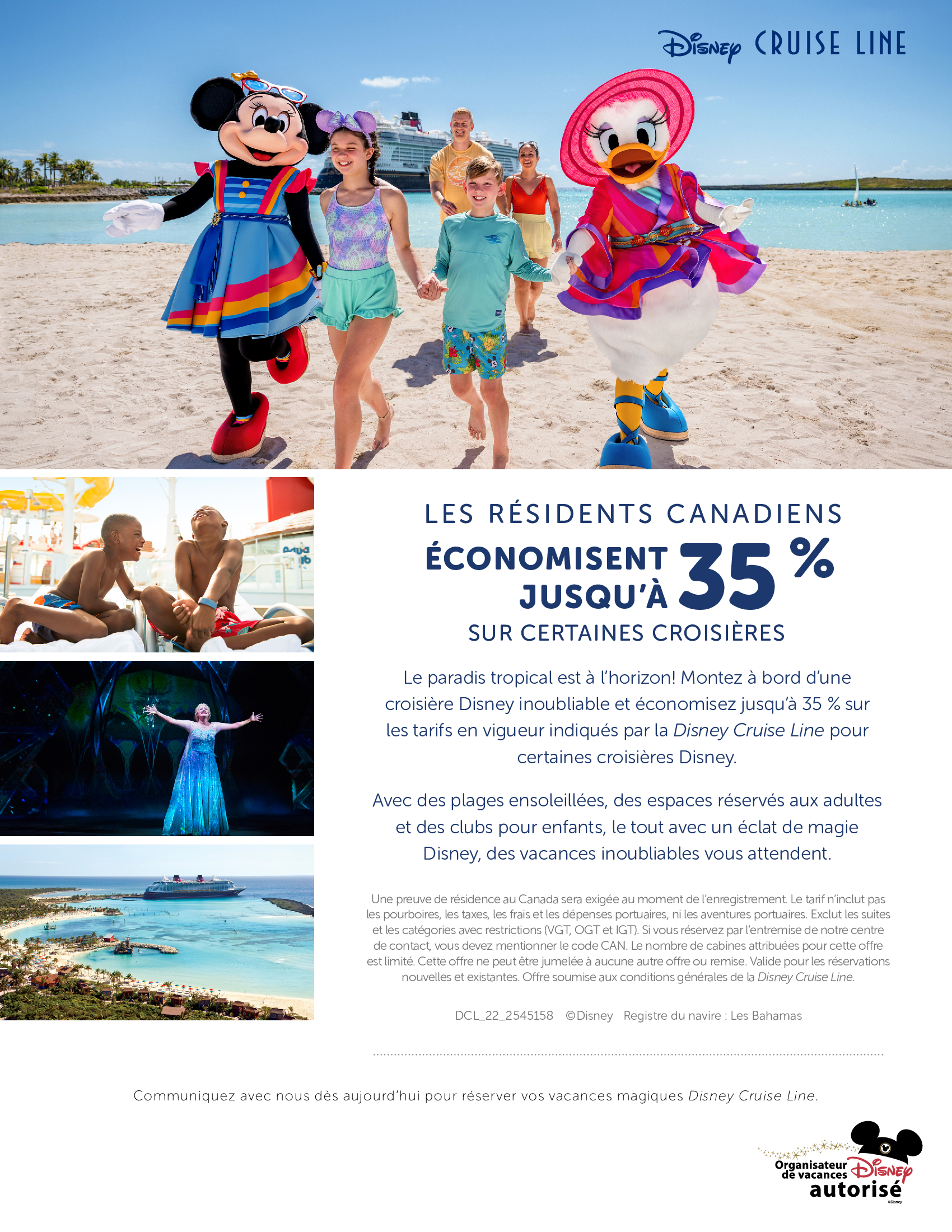 Résidents Canadiens - Économisez jusqu'à 35% sur certaines croisières Disney Cruise Line