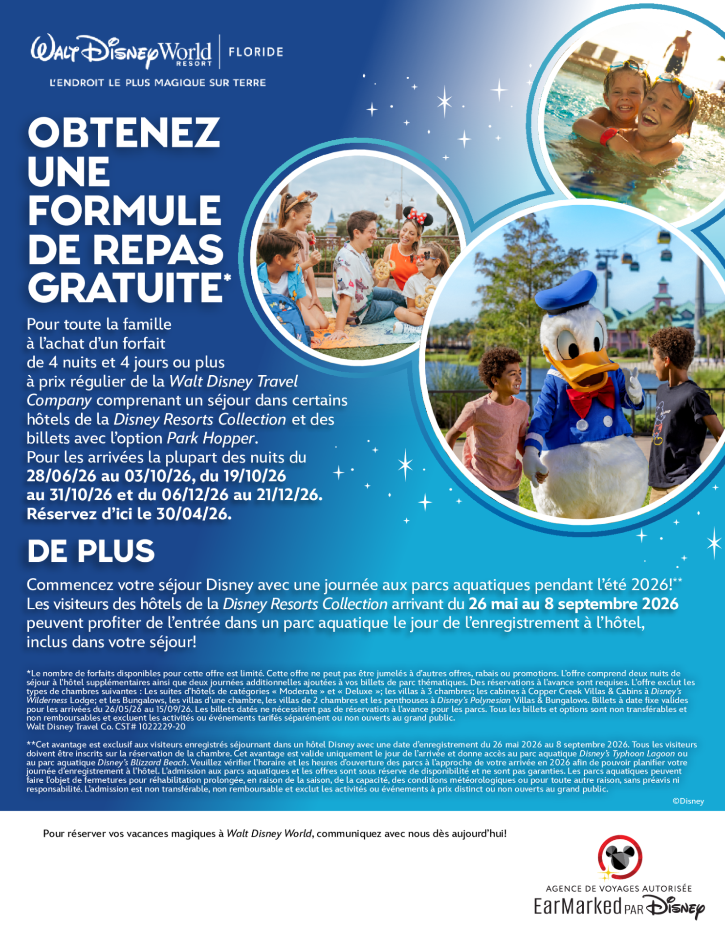 Walt Disney World Resort en Floride Obtenez une formule de repas gratuite Créateurs de Magie Voyages Synergia