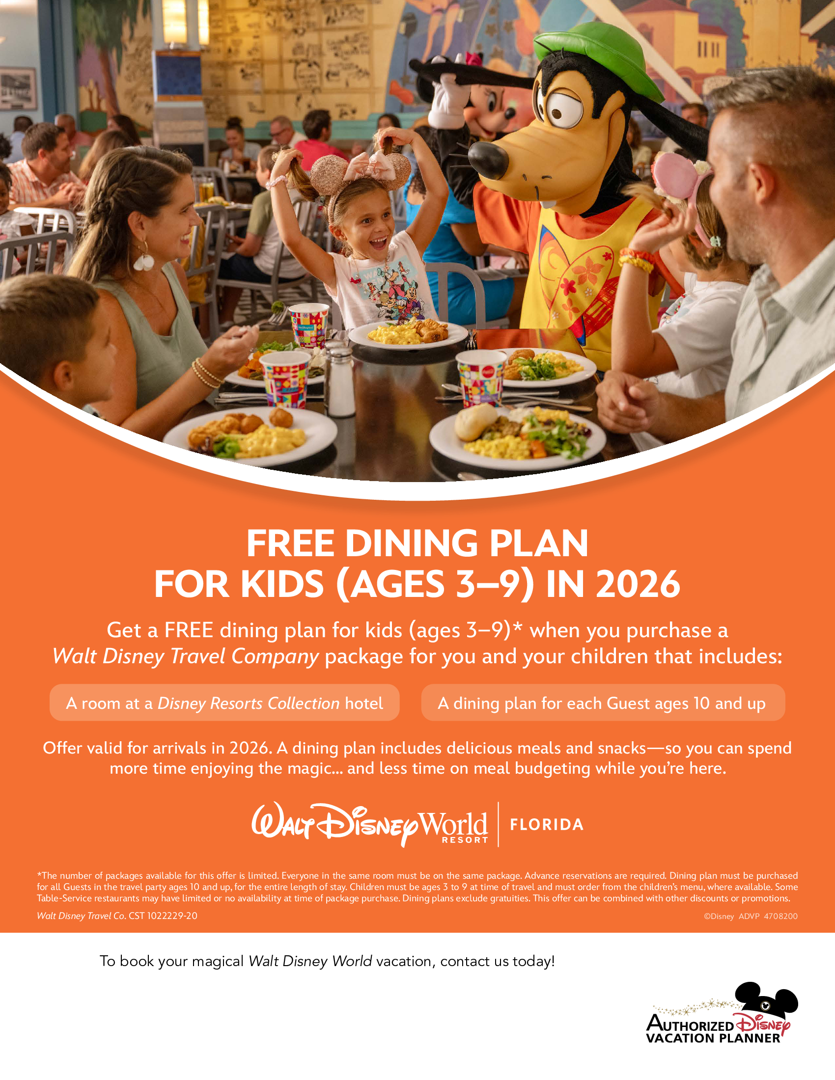 Walt Disney World Resort in Florida Free Dining Plan for Kids with Voyages Synergia Magic Makers