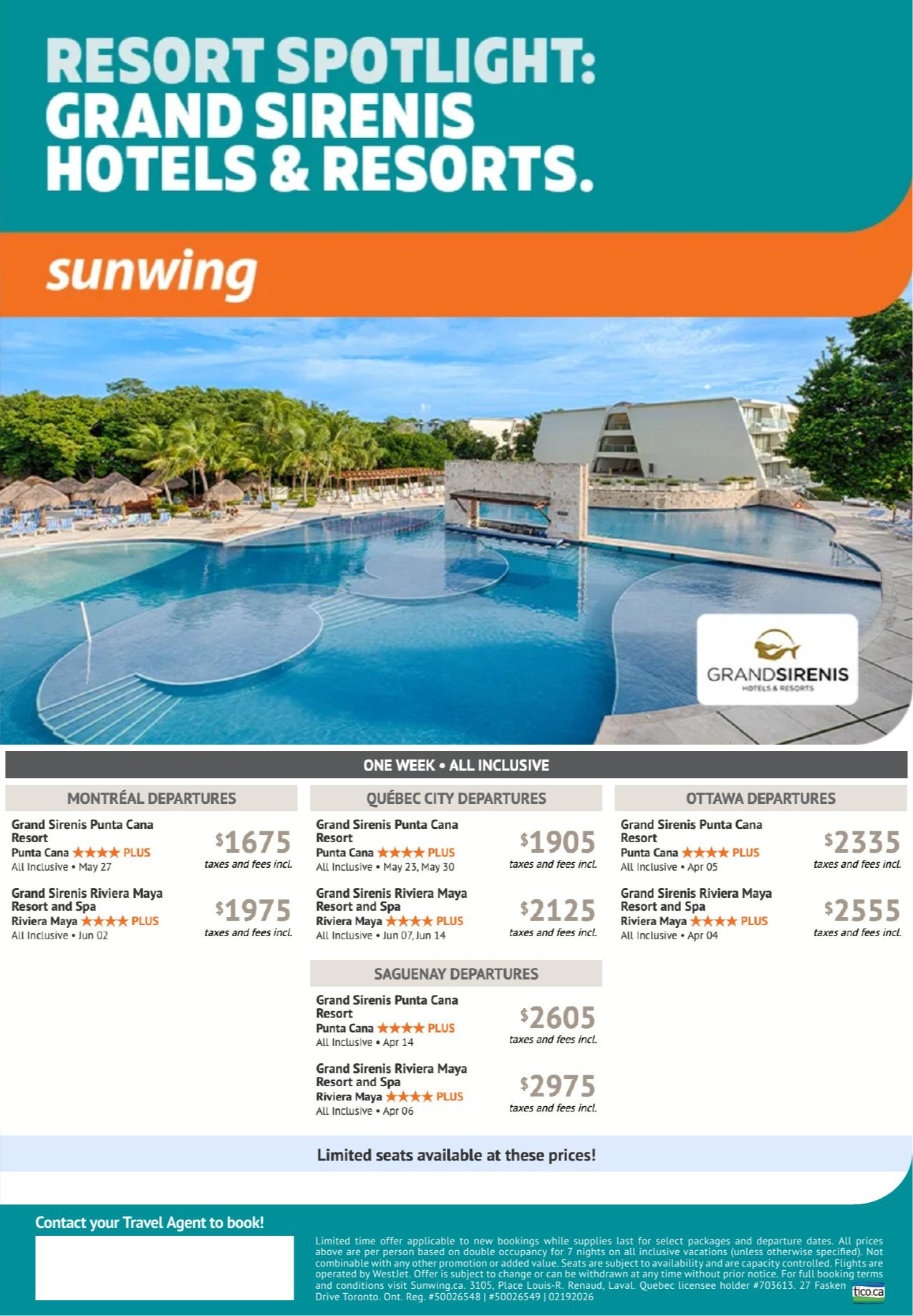 Sunwing vacation Resort Spotilight with AquaTerra Travels : Grand Sirenis